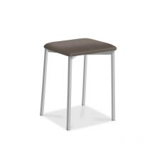 Fanmuebles - Tabouret de cuisine carré Kati, pieds aluminium 33 x 47 x 33 cm Revêtement : Argent Cacao