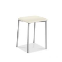 Fanmuebles - Tabouret de cuisine carré Kati, pieds aluminium 33 x 47 x 33 cm Revêtement : Sisal argenté