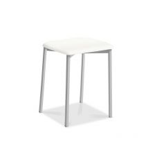Fanmuebles - Tabouret de cuisine carré Kati, pieds aluminium 33 x 47 x 33 cm Revêtement : Similicuir blanc