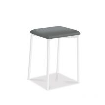 Fanmuebles - Tabouret de cuisine carré Kati, pieds blancs texturés 33 x 47 x 33 cm Revêtement : Argent Graphite