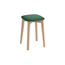 Fanmuebles - Tabouret de cuisine Donosti pieds en bois rembourrés Revêtement : Vert Argenté