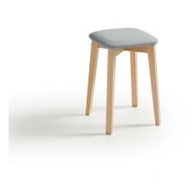 Fanmuebles - Tabouret de cuisine Donosti pieds en bois rembourrés Revêtement : Michigan Silver