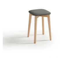 Tabouret de cuisine Donosti pieds en bois rembourrés Revêtement : Michigan Steel