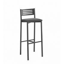 Fanmuebles - Tabouret de cuisine à dossier haut Kati, cadre noir texturé 33 x 98 x 38 cm Revêtement : Argent Cacao