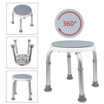 Tabouret De Douche Ergonomique Chaise De Bain Réglable Hauteur En Aluminium Blanc