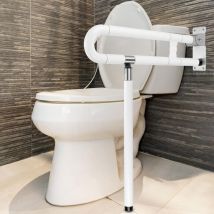 Barre D'Appui Toilettes, Barre D'Appui Salle De Bains Avec Pied Réglable, Barre Toilettes Pliables Antidérapantes, Aides À Toilette Pour Personnes 