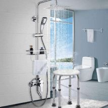 Wyctin - Hofuton Tabouret rond de douche réglable en hauteur blanc