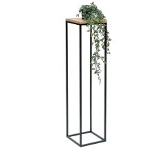 Tabouret pour fleurs Métal Bois Noir Angulaire 100 cm Porte-fleurs Table d'appoint 96353 Colonne pour fleurs Moderne Porte-plantes Tabouret pour