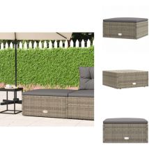 Tabouret de jardin avec coussin gris résine tressée - Pouf De Jardin - Mobilier De Jardin - Chaise De Jardin - Fauteuil De Jardin - Résine Tressée