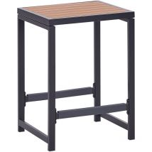 Tabouret de Jardin en Acier Siège d'Extérieur Patio Terrasse Véranda Noir et Bois Clair Avetrana
