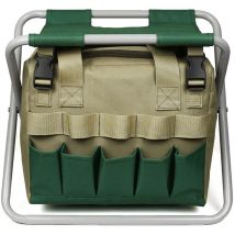Lifcausal - Tabouret de jardinage pliable avec sac à outils amovible, organisateur d'outils, chaises de camping pliables d'extérieur pour jardinage,