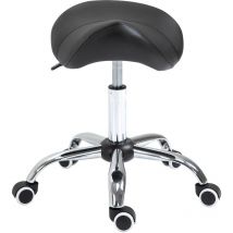 Tabouret de massage tabouret selle ergonomique pivotant 360° hauteur réglable revêtement synthétique noir chromé