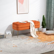 Hauss Spole - Tabouret de rangement, 104x40x51cm, banc de chambre à coucher, velours, repose-pieds rembourré d'entrée, beige