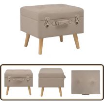 Tabouret de rangement 40 cm Beige Tissu - Tabouret Coffre - Tabouret Rangements - Tabouret Design - Tabouret Beige - Meuble Rangement