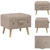 Tabouret de rangement 40 cm Beige Tissu - Tabouret Coffre - Tabouret Rangements - Tabouret Design - Tabouret Beige - Meuble Rangement