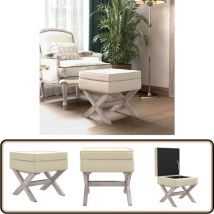 Vidaxl - Tabouret de rangement 45x45x49 cm lin - Banc Coffre - Tabouret Rangement - Mobilier Salle à Manger - Chaise Storage - Pouf Ottoman