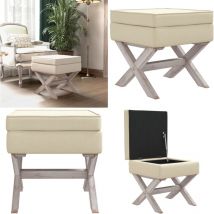 Tabouret de rangement 45x45x49 cm lin - Banc Coffre - Tabouret Rangement - Mobilier Salle À Manger - Chaise Storage - Pouf Ottoman - Home & Living