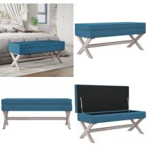 Vidaxl - Tabouret de rangement Bleu 110x45x49 cm Velours - Banc Coffre - Tabouret Rangements - Meuble Rangement - Chaise Storage - Pouf Ottoman