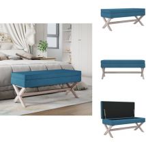 Tabouret de rangement Bleu 110x45x49 cm Velours - Banc Coffre - Tabouret Rangements - Meuble Rangement - Chaise Storage - Pouf Ottoman