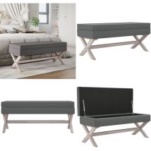 Tabouret de rangement Gris foncé 110x45x49 cm Tissu - Banc Coffre - Tabouret Rangement - Mobilier Salle À Manger - Chaise Storage - Pouf Ottoman