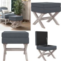 Tabouret de rangement Gris foncé 45x45x49 cm Velours - Tabouret De Rangement - Tabouret Coffre - Banc Ottoman - Mobilier De Salon - Chaise Pouf