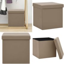 Tabouret de rangement pliable Cappuccino pvc - tabouret de rangement - tabourets de rangement - Home & Living - Brun