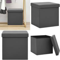 Tabouret de rangement pliable Gris pvc - tabouret de rangement - tabourets de rangement - Home & Living - Gris