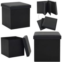 Tabouret de rangement pliable Noir Similicuir - tabouret de rangement - tabourets de rangement - Home & Living - Noir