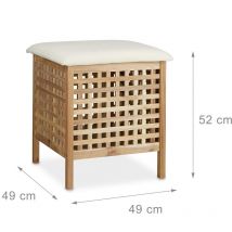Helloshop26 - Tabouret de salle de bain coffre de rangement en bois noyer