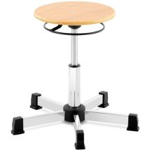 Helloshop26 - Tabouret de travail hauteur réglable de 350 - 485 mm 120 kg bois naturel