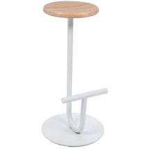 Hellin - Tabouret design en chêne et métal blanc H75 - marc