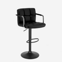 Tabouret de bar et cuisine avec accoudoirs et repose-pieds Las Vegas Black Edition