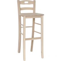 Tabouret en bois brut avec manche en bois massif h 80 du sol à l'assise