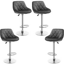 Aqrau Tabouret en flanelle surface cuillère Tabouret de bar gris foncé 4 pcs