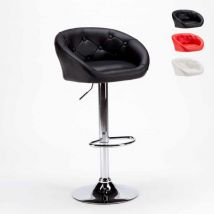 Superstool - Tabouret Haut de bar cuisine industriel similicuir chesterfield Tucson Design - Noir