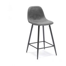 Webmarketpoint - Brigitte - Tabouret en éco-cuir gris - Lot de 2 pcs