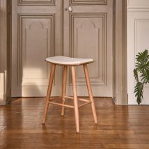 Berah Getah - Tabouret en teck massif assise bouclette 65 cm