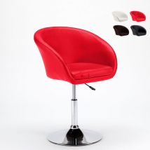 Tabouret fauteuil de bar cuisine et salon en similicuir design moderne Austin - Rouge