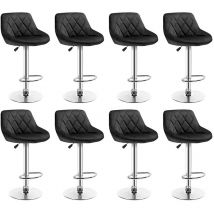 Tabouret flanelle surface cuillère Tabouret de bar noir 8 pcs - Aqrau