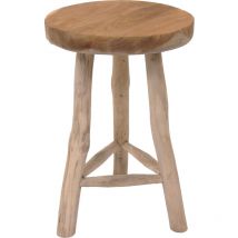 Tabouret fleur en teck à 3 pieds - ø 30 cm - Support pour plantes en bois massif