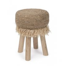 Bizzotto - Tabouret Florinda G01 H45 en Teck Naturel avec Assise en Fibre Naturelle