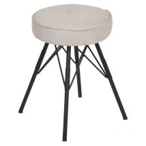 Meubletmoi - Tabouret h. 45 cm tissu chiné gris clair et pieds en métal - ida 7483