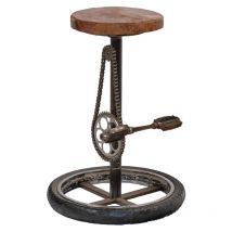 Meubletmoi - Tabouret h. 75 cm en bois avec pneu de vélo et métal recyclé - bici