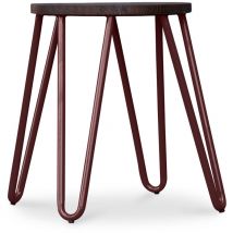 Privatefloor - Tabouret Hairpin - 42cm - Bois foncé et métal Bronze