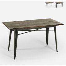 Table de salle à manger 120x60 industrielle vintage en bois et en métal Caupona Brush - Noir