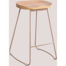 Tabouret haut en acier et bois d'orme Neicol SKLUM Beige Lin ↑65 cm