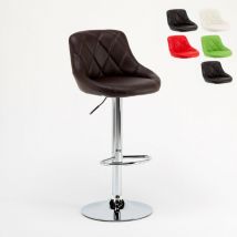 Tabouret de bar industriel fixe pivotant réglable avec dossier Philadelphia - Marron