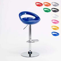 Tabouret de bar et cuisine réglable en hauteur pivotant avec repose-pieds Hollywood - Bleu