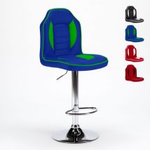 Superstool - Tabouret chaise gaming et bar en similicuir Design Racing - Bleu