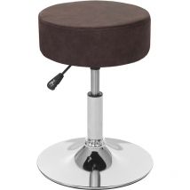 Tabouret HWC-C22, hauteur réglable Ø 35 cm imitiation daim - brun foncé vintage